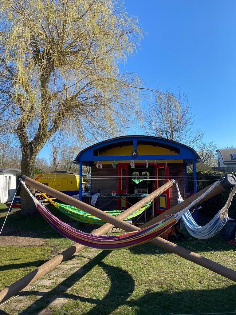 Festival Tropical hangout XL, voor 3 hangmatten., Ophalen, Gebruikt, Meerpersoons, Met standaard