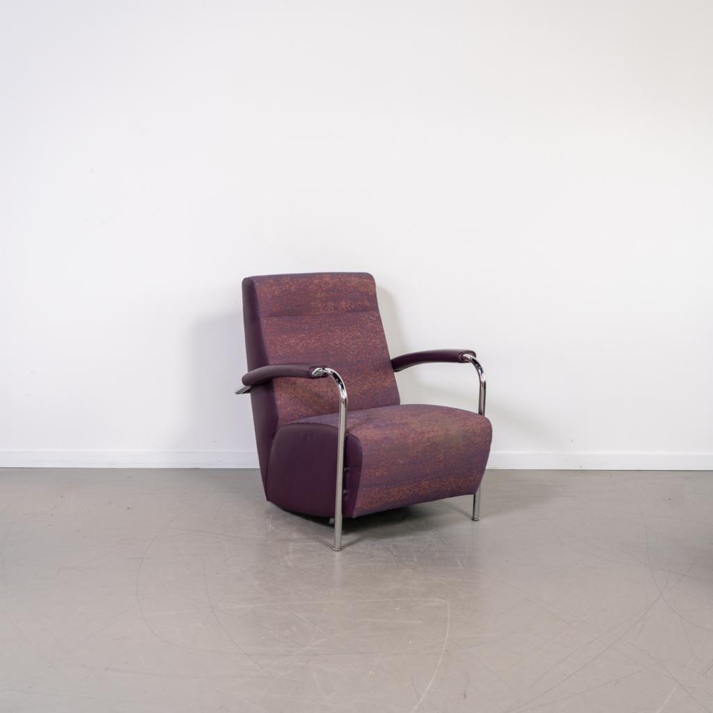 1x Leolux Scylla Fauteuil Hoog Paars Gemêleerd - Paars Leer, Niet ingevuld, Leer, Niet ingevuld, 75 tot 100 cm