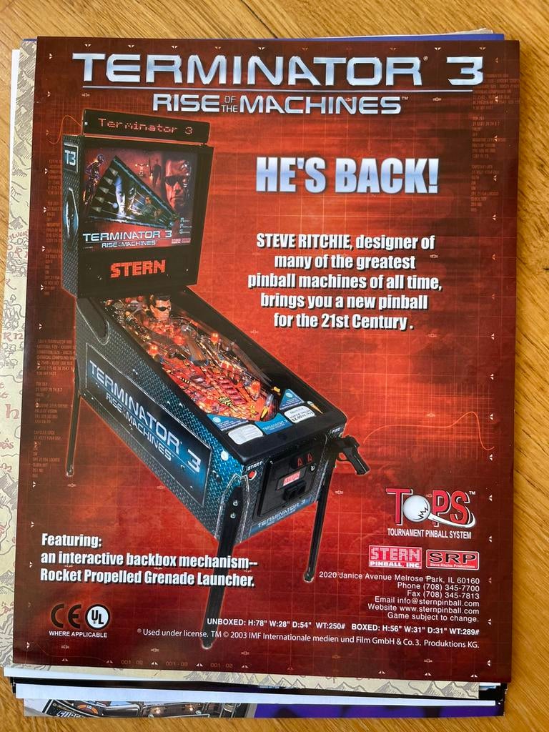 Flyer Terminator 3  He’s Back., Stern, Overige soorten, Ophalen of Verzenden, Zo goed als nieuw