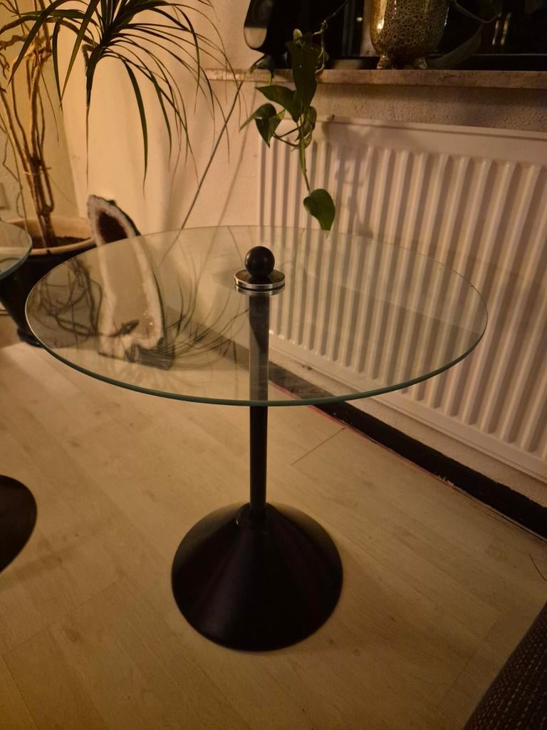 Vintage Jaren 80 bijzettafel, Huis en Inrichting, Tafels | Bijzettafels, Minder dan 55 cm, Rond, Ophalen, 45 tot 60 cm