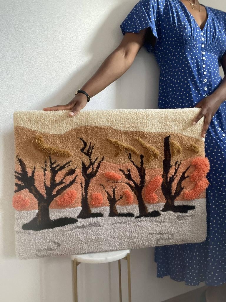 Handgemaakte Getuften Wandkleed: Namibië 50 x 70 cm, Antiek en Kunst, Ophalen of Verzenden