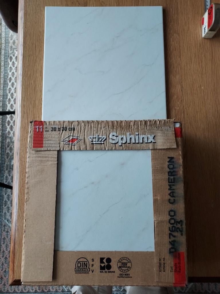 12 marmerkleurige vloertegels Sphinx Maastricht, Doe-het-zelf en Verbouw, Tegels, Hardsteen, Nieuw, Ophalen of Verzenden, 20 tot 40 cm