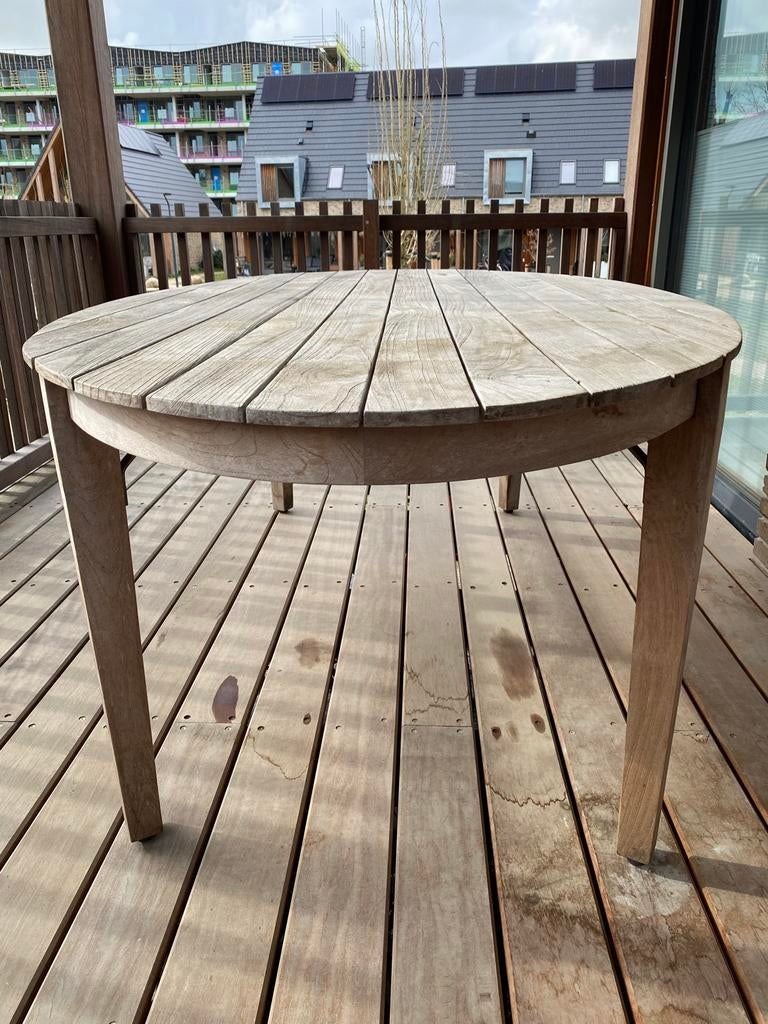 Mooie houten ovale eettafel, Tuin en Terras, Ophalen, Gebruikt, Ovaal, Hout