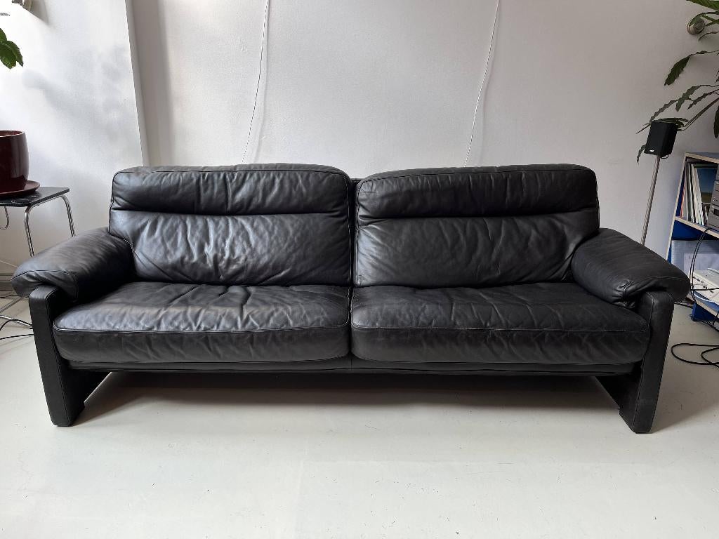 de sede DS 70 diep donkerbruine leren bank, Ophalen, Gebruikt, Driepersoons, Rechte bank