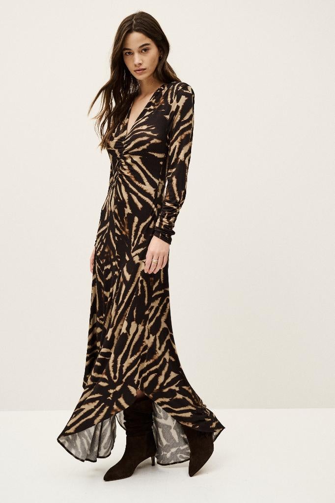 Ba&sh midi dress zahirah 1/36, Bruin, Ophalen of Verzenden, Zo goed als nieuw, Ba&sh