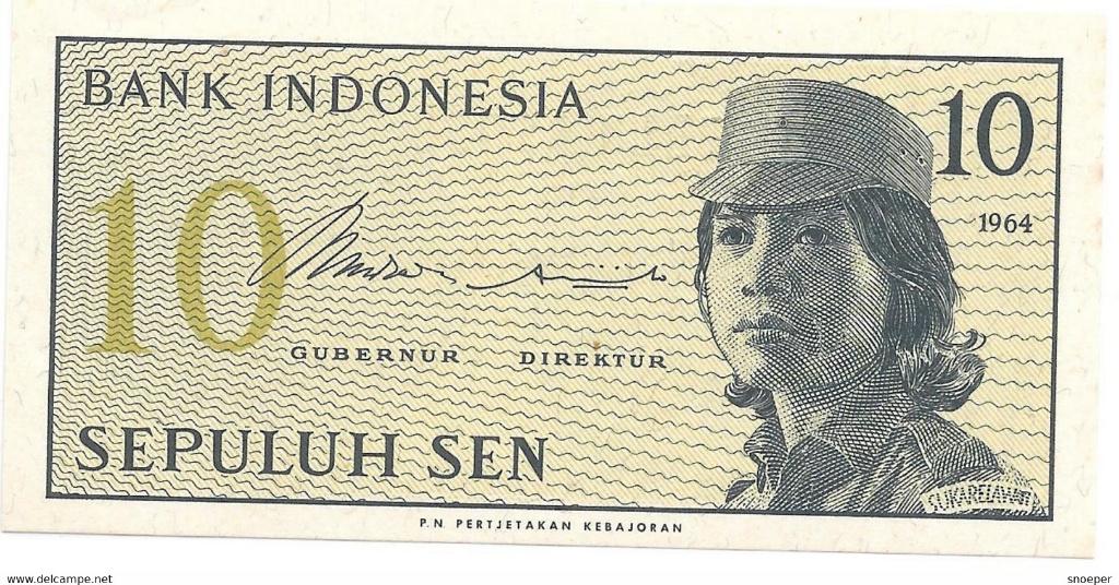 indonesia 10 sen 1964 92 unc, Postzegels en Munten, Verzenden, Zuidoost-Azië, Los biljet