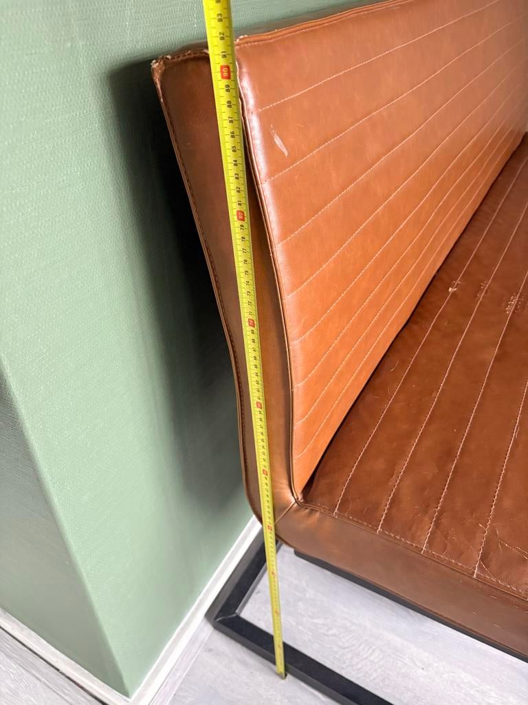 Eettafel bank - Bruin leer, Gebruikt, Minder dan 75 cm, 150 tot 200 cm, Driepersoons