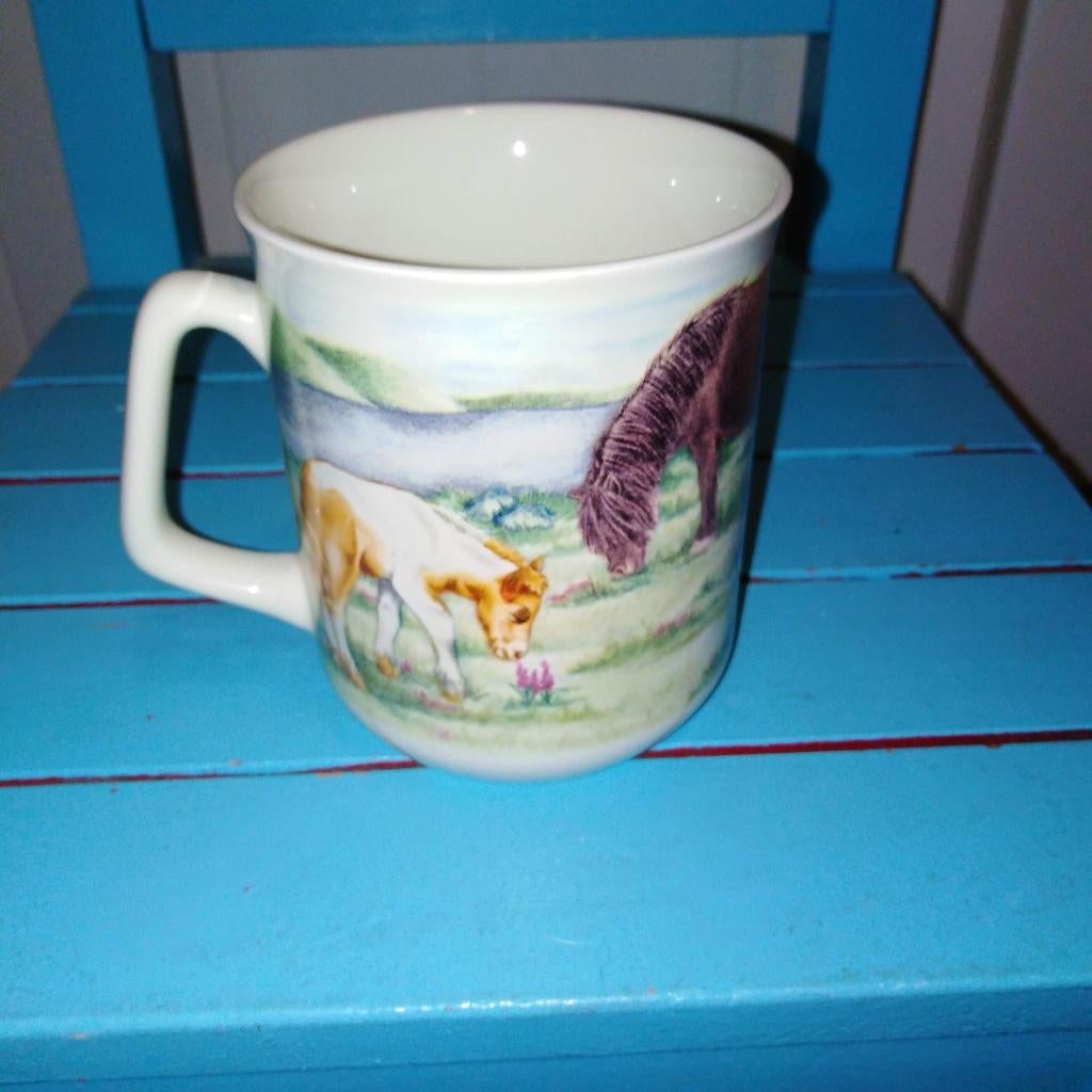 Mok animal prints met boerderijdieren, Glas of Glazen, Gebruikt, Ophalen of Verzenden, Overige stijlen