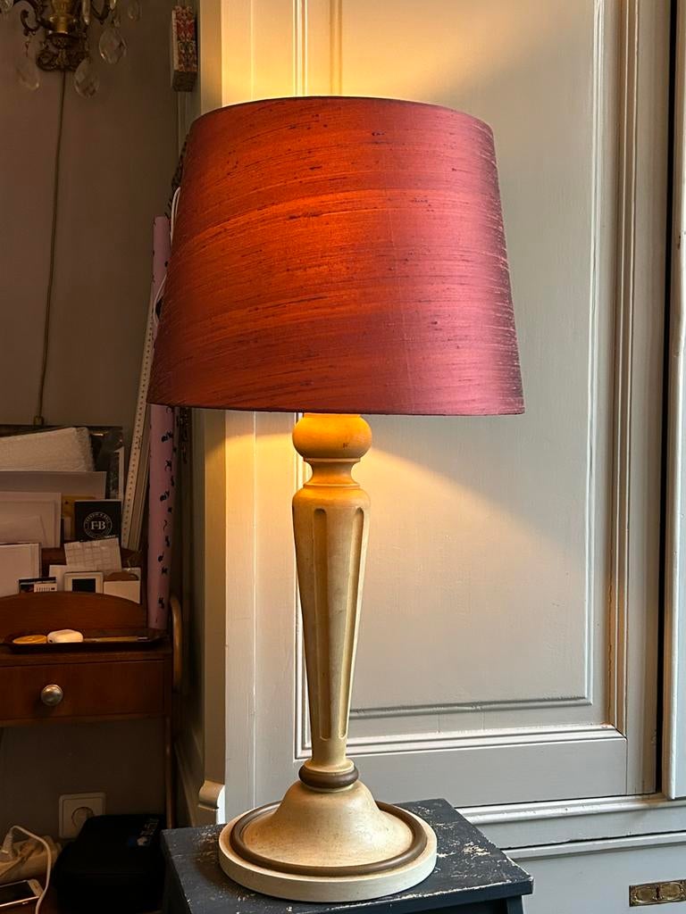 Vintage lamp met nieuwe zijde kap, Ophalen, Zo goed als nieuw, 75 cm of meer