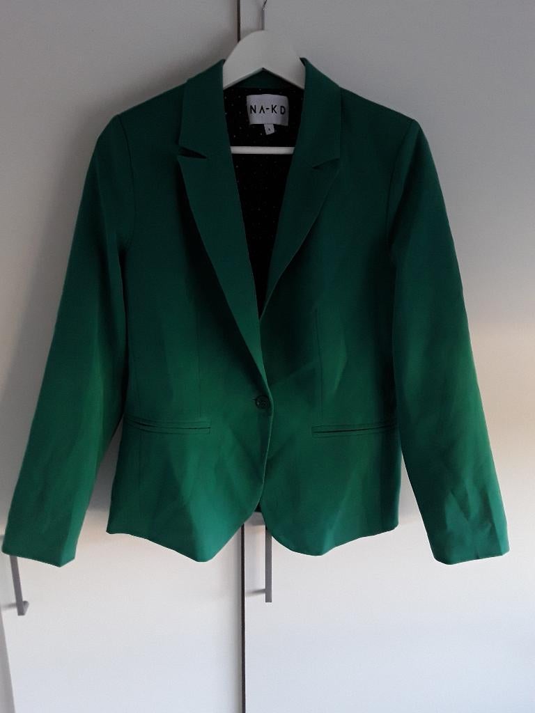 NA-KD Groen Blazer Colbert Jasje Met Knoop Maat L, Kleding | Dames, Truien en Vesten, Zo goed als nieuw, Maat 38/40 (M), Groen
