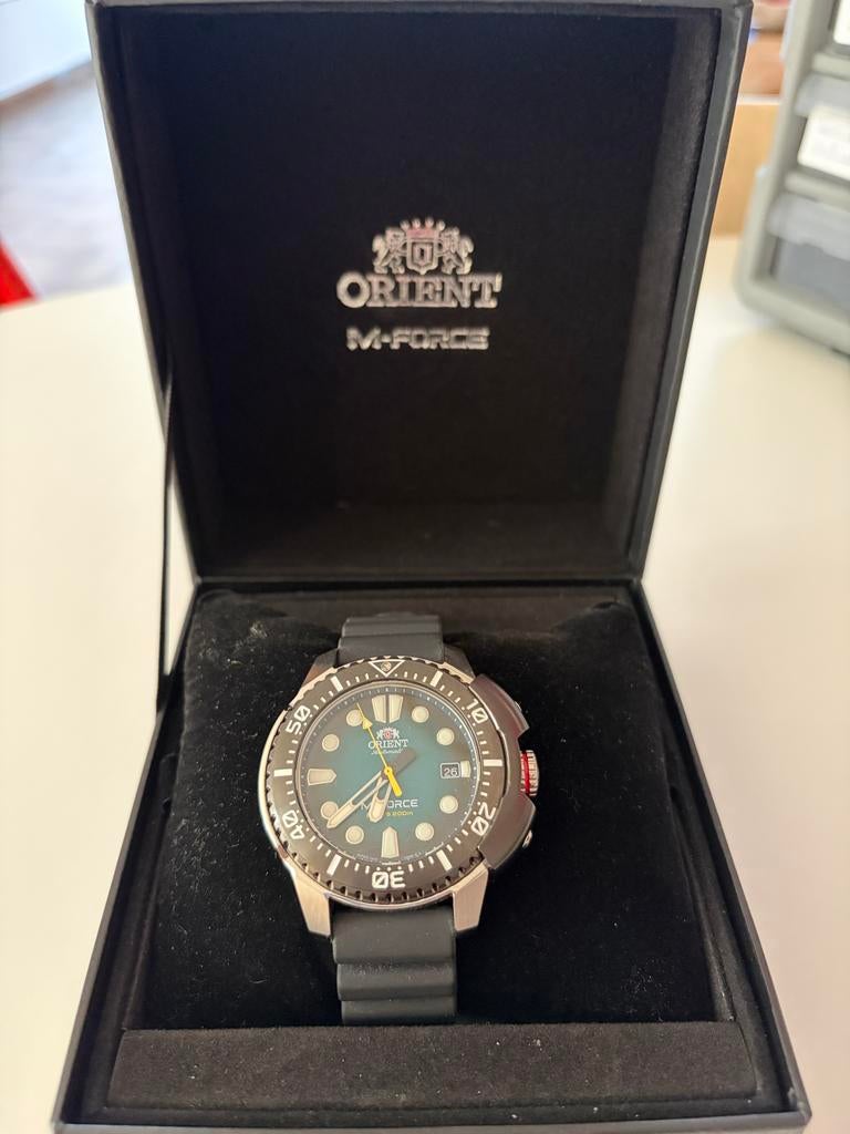 Oriënt M Force Duikhorloge Automaat Saffierglas ZGAN, Overige merken, Staal, Polshorloge, Kunststof