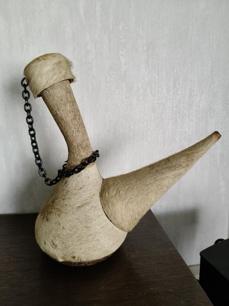 Vintage Spaanse porron wijnfles met dierenhuid, Ophalen of Verzenden