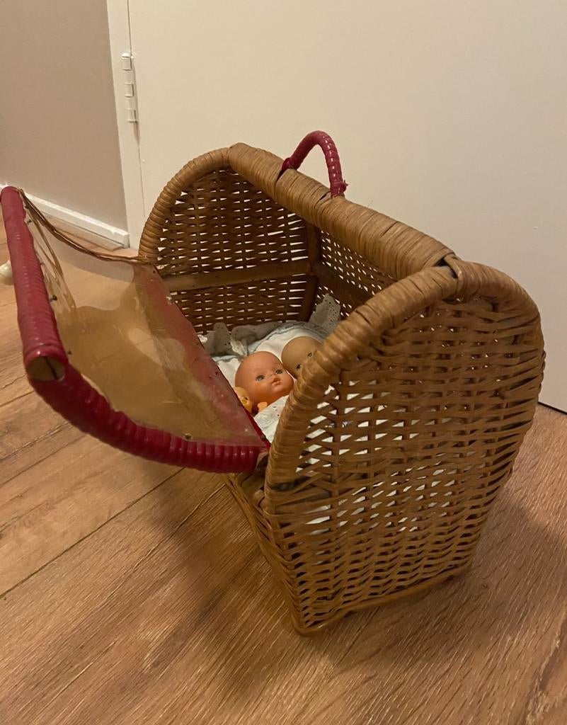 Antiek poppen reismandje/ bedje, Antiek en Kunst, Antiek | Speelgoed, Ophalen of Verzenden