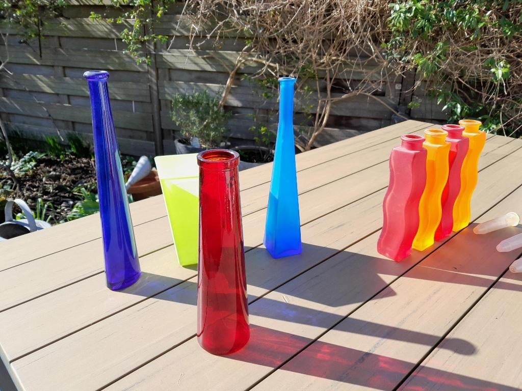 diverse vazen, Gebruikt, Overige kleuren, Ophalen of Verzenden, Glas