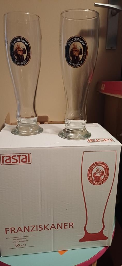 4 Nieuwe Franziskaner Weissbier bierglazen - 0.5 liter, Verzamelen, Ophalen of Verzenden, Nieuw, Glas of Glazen, Overige merken