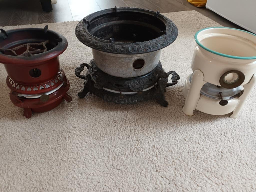 Set van 3 vintage petroleumstellen / kooktoestellen, Antiek en Kunst, Ophalen of Verzenden