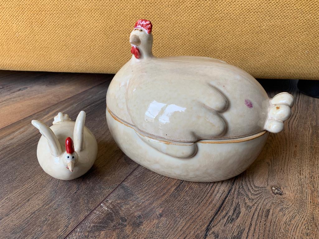 Sia Home kip op nest voorraadpot met kuiken Frans keramiek, Ophalen of Verzenden, Zo goed als nieuw, Overige materialen, Pot, Bus of Blik