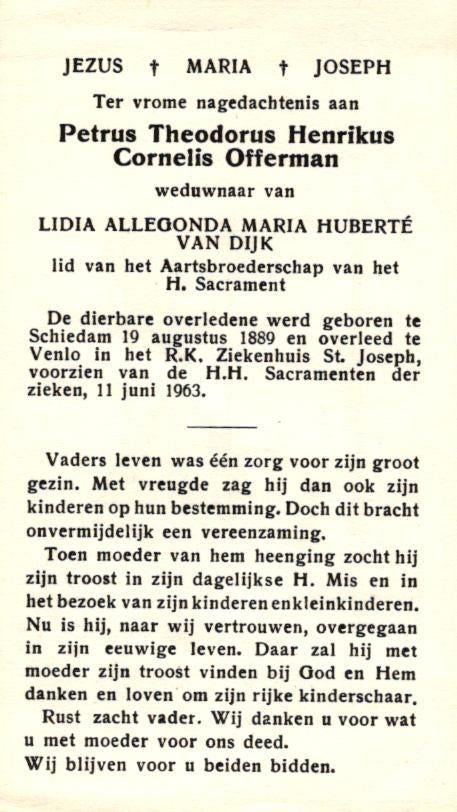 Offerman Petrus Theodorus H. C. Schiedam 1889-1963 Venlo, Ophalen of Verzenden