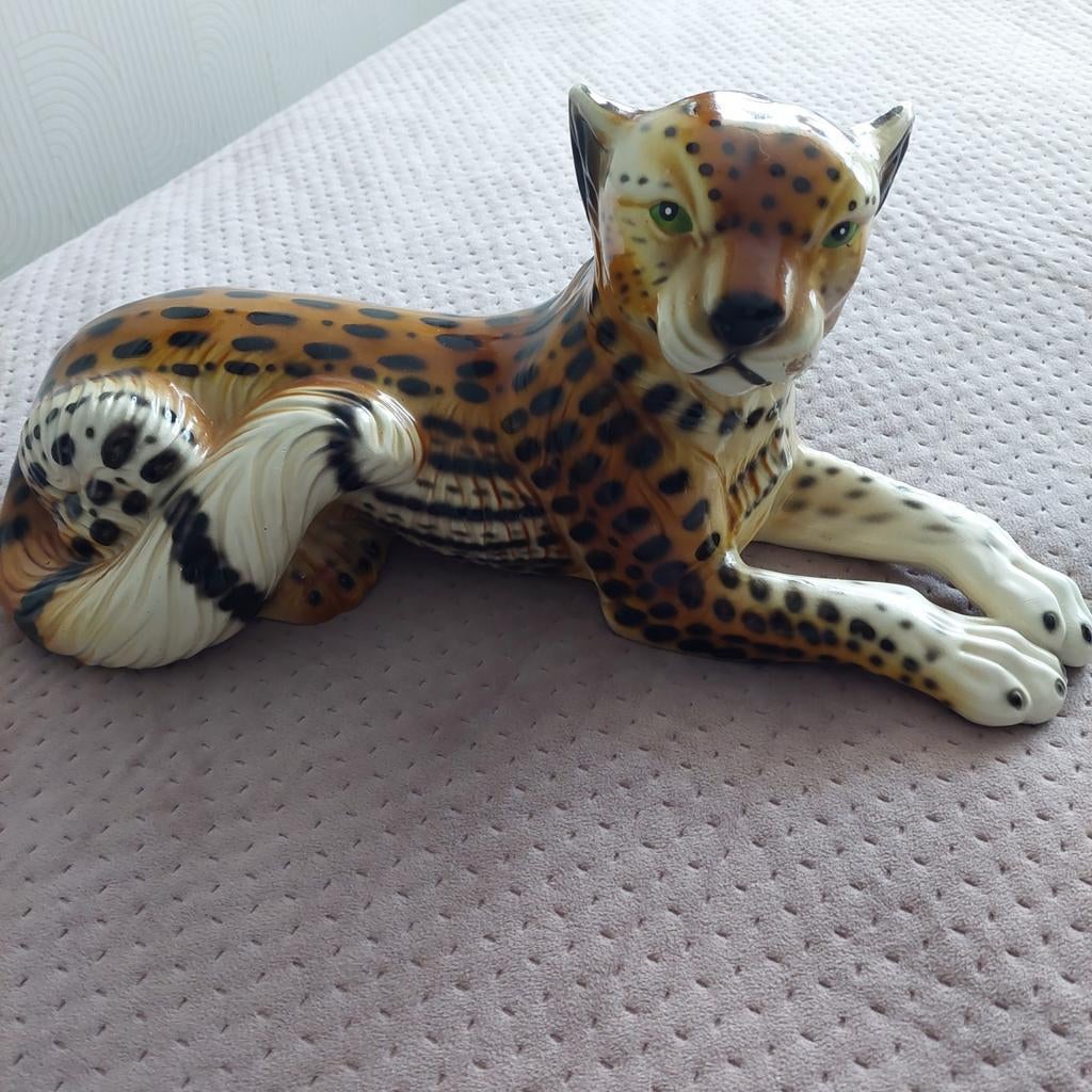 Decoratieve luipaard beeld, Verzamelen, Beelden en Beeldjes, Zo goed als nieuw, Dier, Ophalen of Verzenden