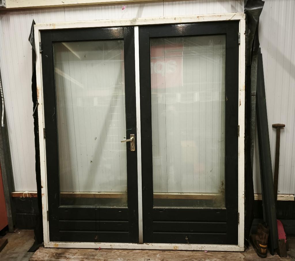 Hardhouten dubbele openslaande tuin deuren, Ophalen, Gebruikt, 120 cm of meer, Buitendeur
