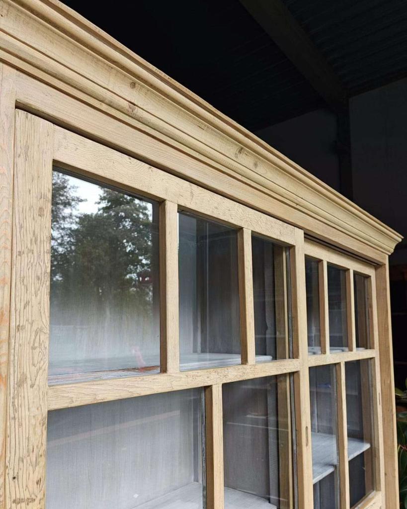 Stoere vitrinekast Jaren " 20 - 30 " | Buffetkast  #2347, Niet ingevuld, 200 cm of meer, Niet ingevuld, Ophalen of Verzenden