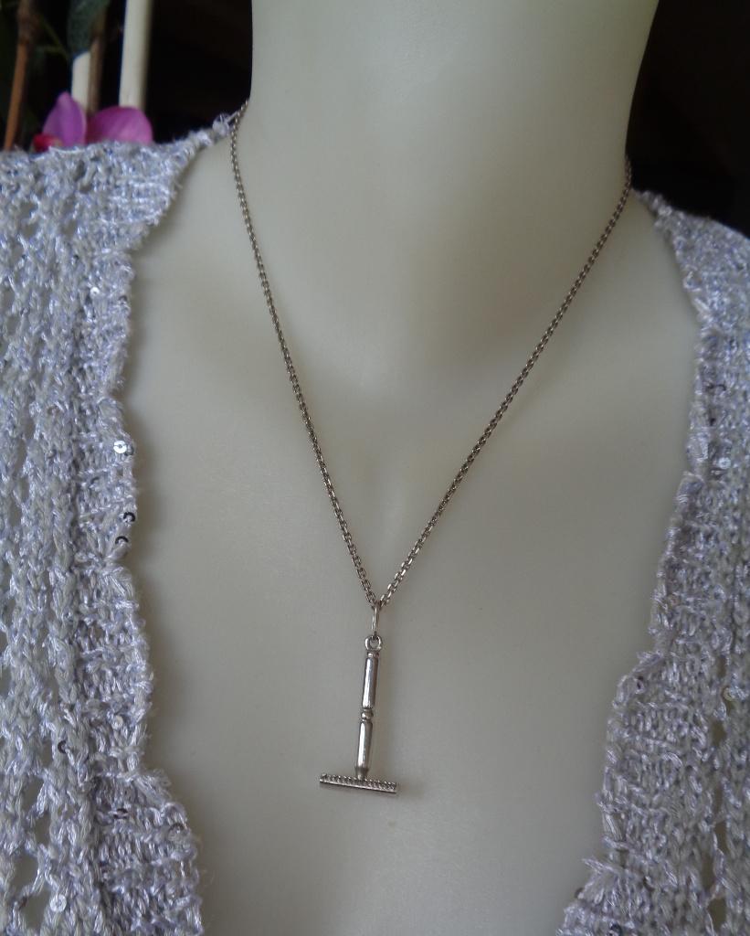 zilveren ketting met zilveren scheermes [603], Met hanger, Verzenden, Zo goed als nieuw, Zilver