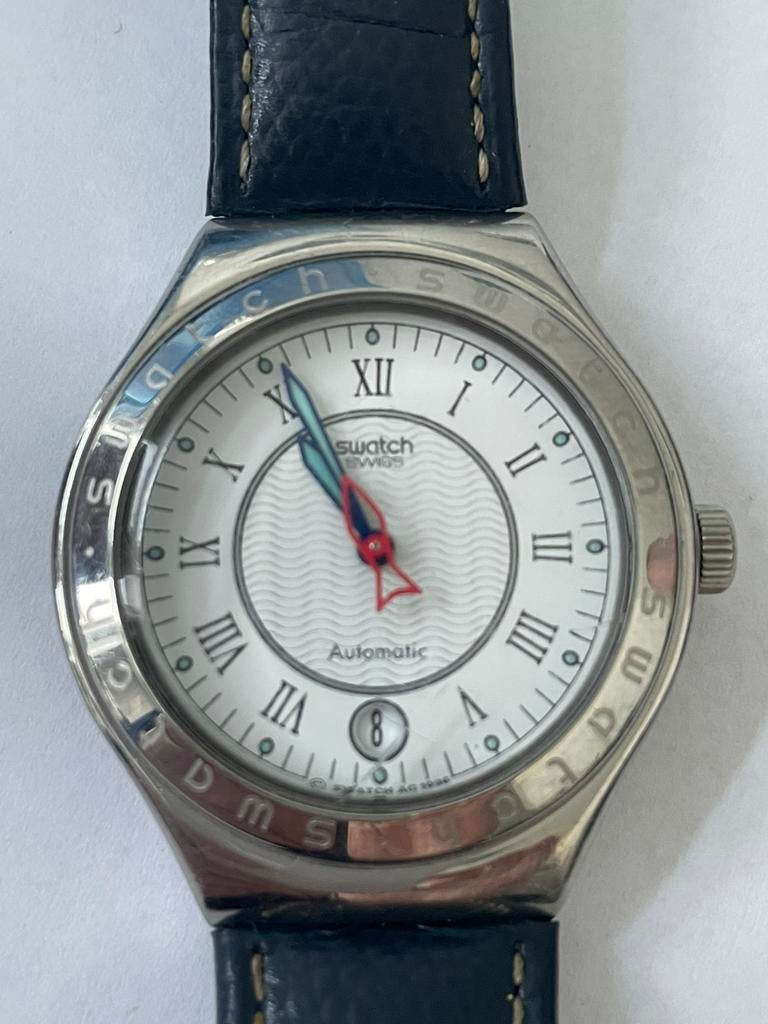 SWATCH 1996 Irony Automatic Poisson Rouge  YAS400, Sieraden, Tassen en Uiterlijk, Horloges | Dames, Leer, Staal, Polshorloge, Swatch