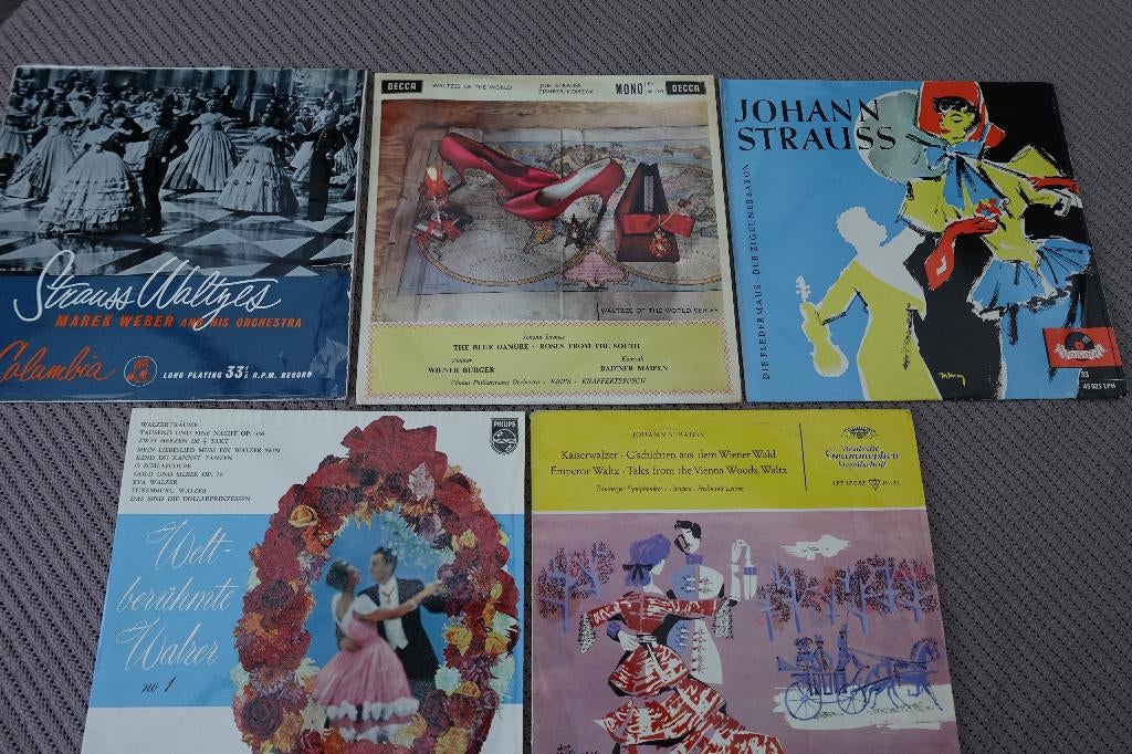 5 LP's met muziek van Strauss, Cd's en Dvd's, Vinyl | Klassiek, Gebruikt, 10 inch, Overige typen, Ophalen of Verzenden