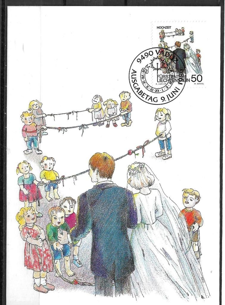 Liechtenstein 1986 maximumkaart mi.900 folklore HUWELIJK, Verzenden, Overige landen, Gestempeld