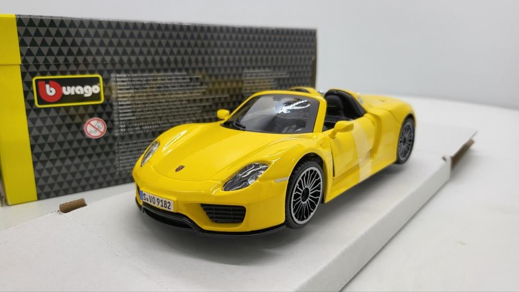 Porsche 918 Spyder, Geel, 2015, Ophalen of Verzenden, Nieuw, Bburago