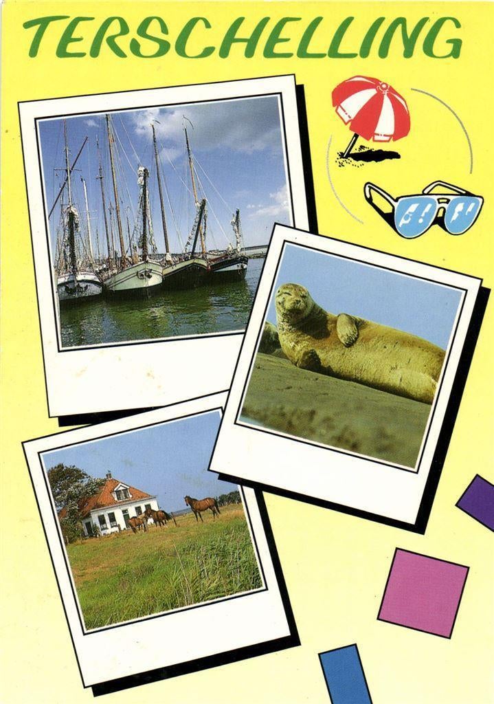 Terschelling - 3 afb o.a. boot paard - 1996 gelopen, Ophalen of Verzenden, Voor 1920, Gelopen, Waddeneilanden