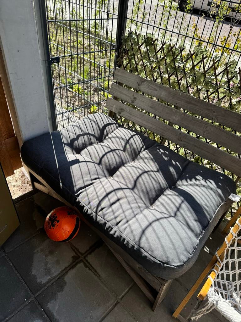 Pallet bank met kussen, Ophalen, 150 tot 200 cm, Tweepersoons, 75 tot 100 cm