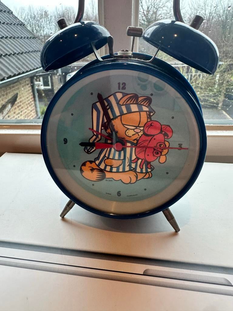 Retro Vintage Garfield Wekker - Jaren '80 - Vitrine Staat, Ophalen of Verzenden, Zo goed als nieuw, Analoog, Wekker of Tafelklok