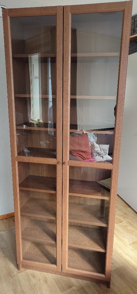 Billy oxberg kast met glazen deuren, Ophalen, Met plank(en), Gebruikt, 200 cm of meer