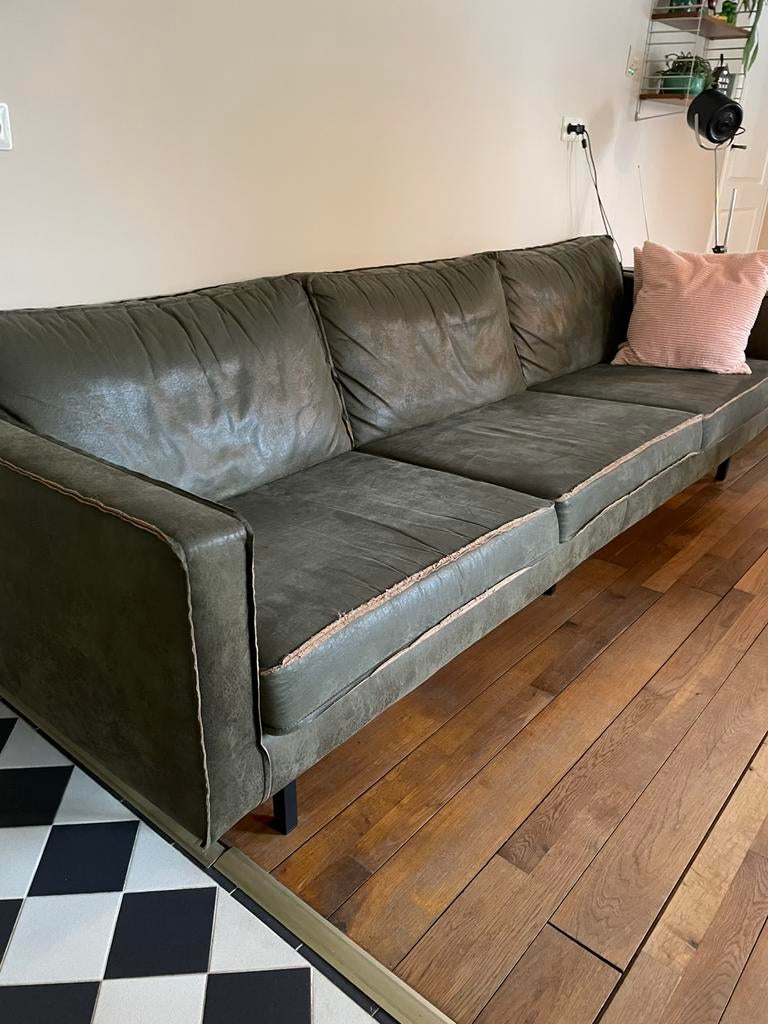 Be Pure Home rodeobank driezits + hocker groene driezitsbank, Ophalen, Zo goed als nieuw, Vierpersoons of meer