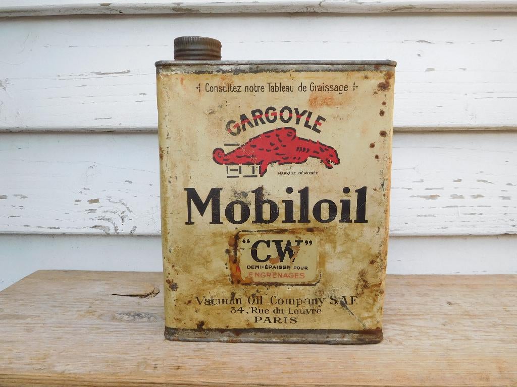 Olieblik Mobiloil Gargoyle, Verzamelen, Ophalen of Verzenden, Gebruikt, Reclamebord