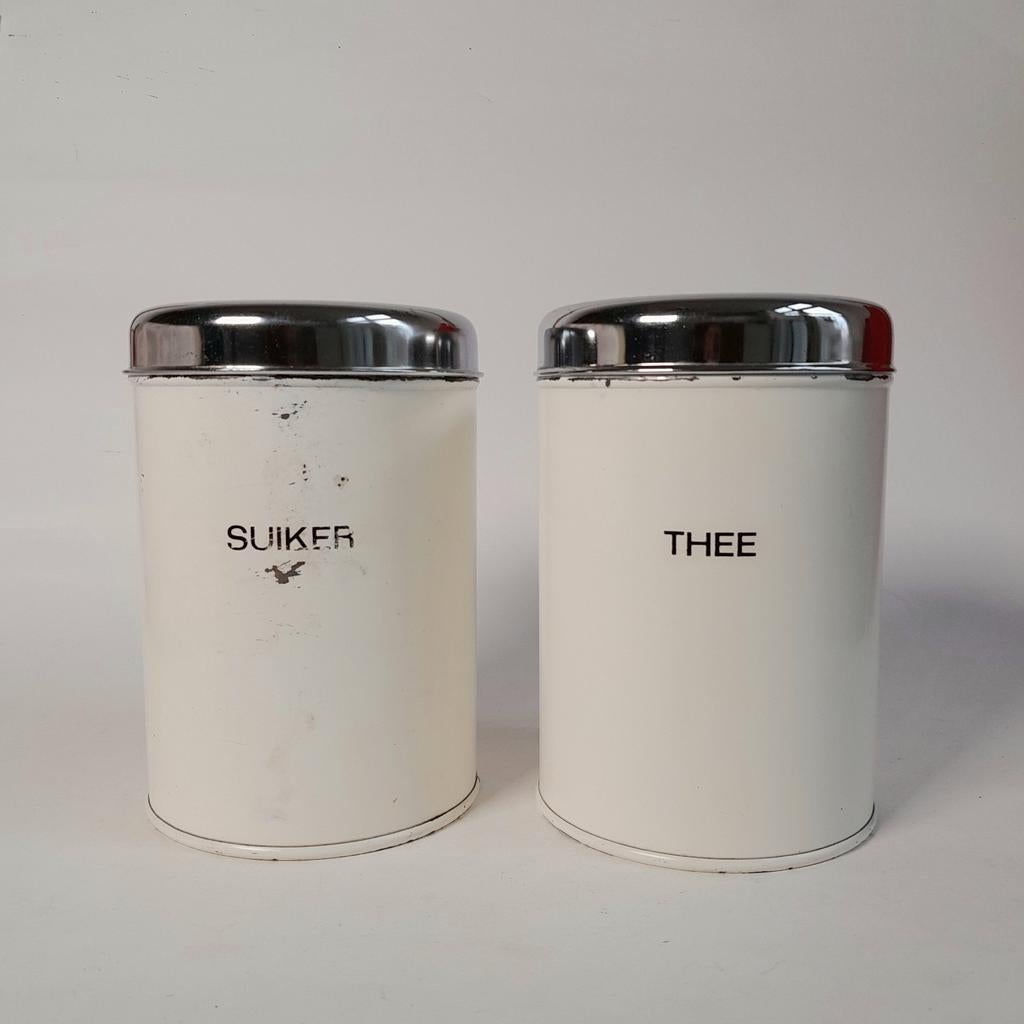 Set vintage Brabantia voorraadblikken - suiker & thee, Antiek en Kunst, Ophalen of Verzenden