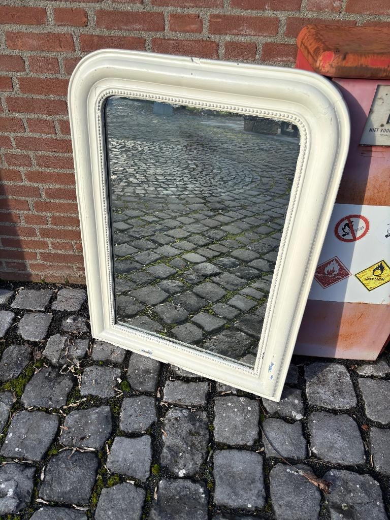 Antieke boogspiegel met licht verweerd spiegelglas, Ophalen, Rechthoekig, 50 tot 100 cm, 100 tot 150 cm