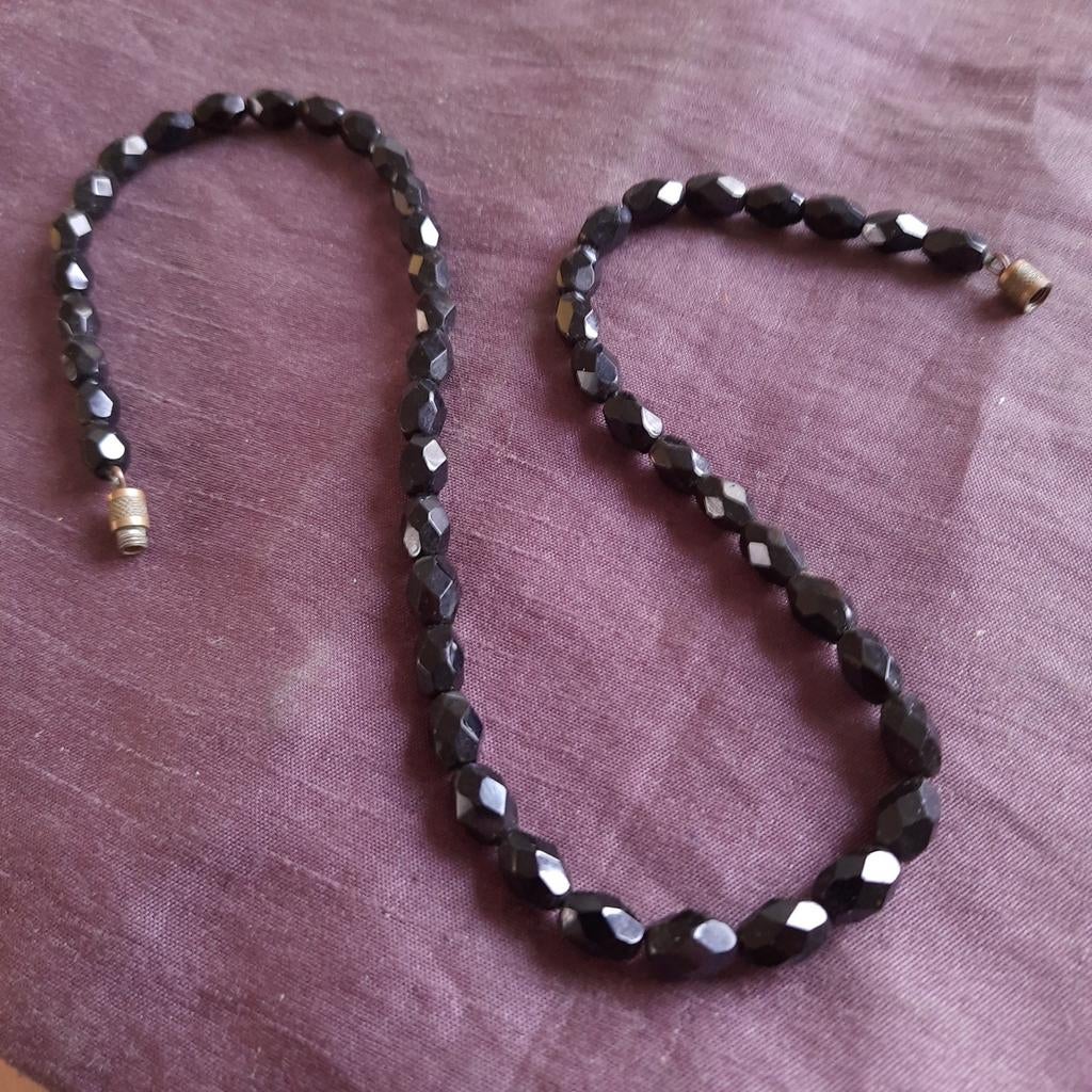 Ketting Zwart Glas geen Git, Verzenden, Zo goed als nieuw, Zwart, Overige materialen