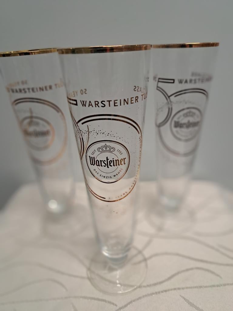 WARSTEINER 50 jaar jubileum glazen, tulip glazen, Ophalen of Verzenden, Zo goed als nieuw, Bierglas