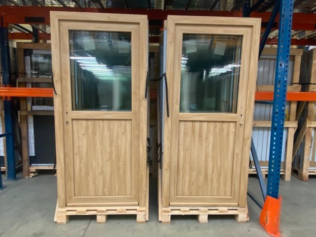 pvc deur, pvc raam, pvc schuifraam, raam, Woodec, Turner oak, 100 tot 120 cm, Nieuw, Ophalen of Verzenden, Buitendeur