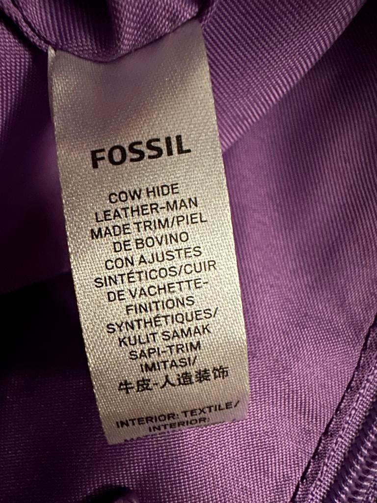 Fossil leren handtas - Paars, Ophalen of Verzenden, Zo goed als nieuw, Paars, Handtas