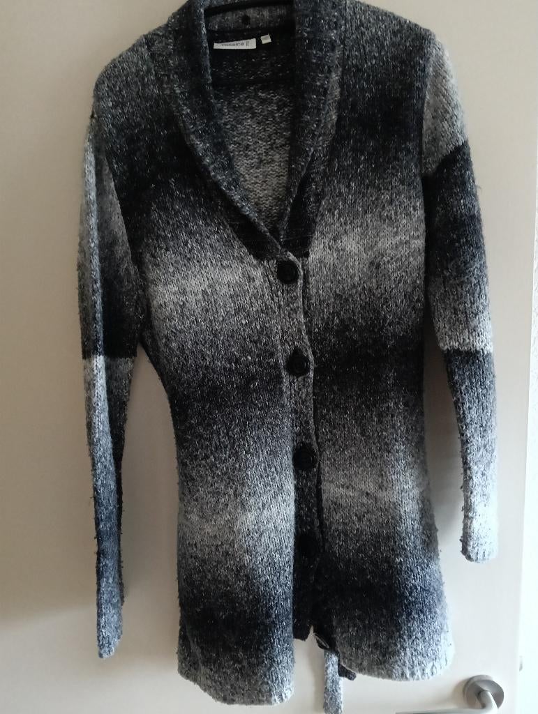 Grijs gestreept, vest., Kleding | Dames, Truien en Vesten, Jessica, Maat 42/44 (L), Ophalen of Verzenden, Zo goed als nieuw