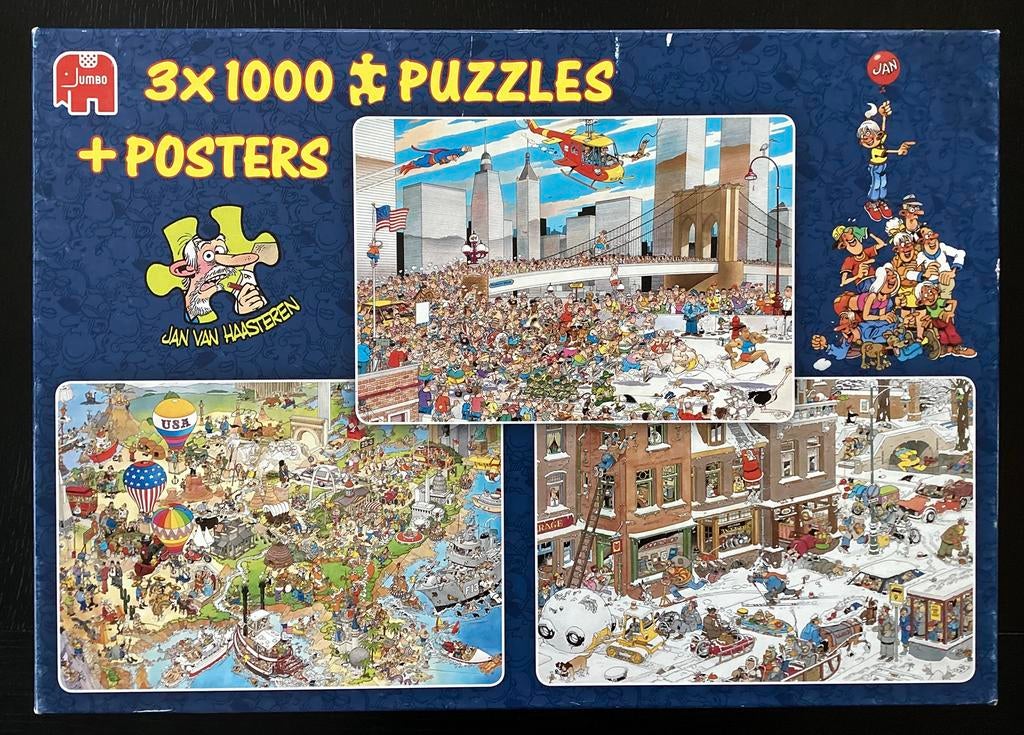 Jan van Haasteren: NY Marathon, USA, Streetlife. 3x 1000 st., Hobby en Vrije tijd, Denksport en Puzzels, Ophalen, 500 t/m 1500 stukjes