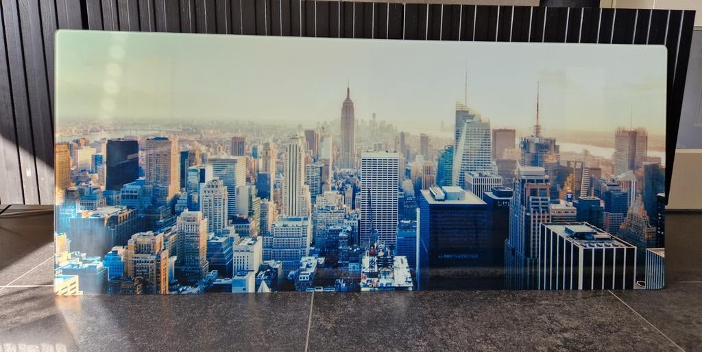 Glazen schilderij New York Skyline - Zo goed als nieuw, Ophalen, 50 tot 75 cm, Zo goed als nieuw, Schilderij