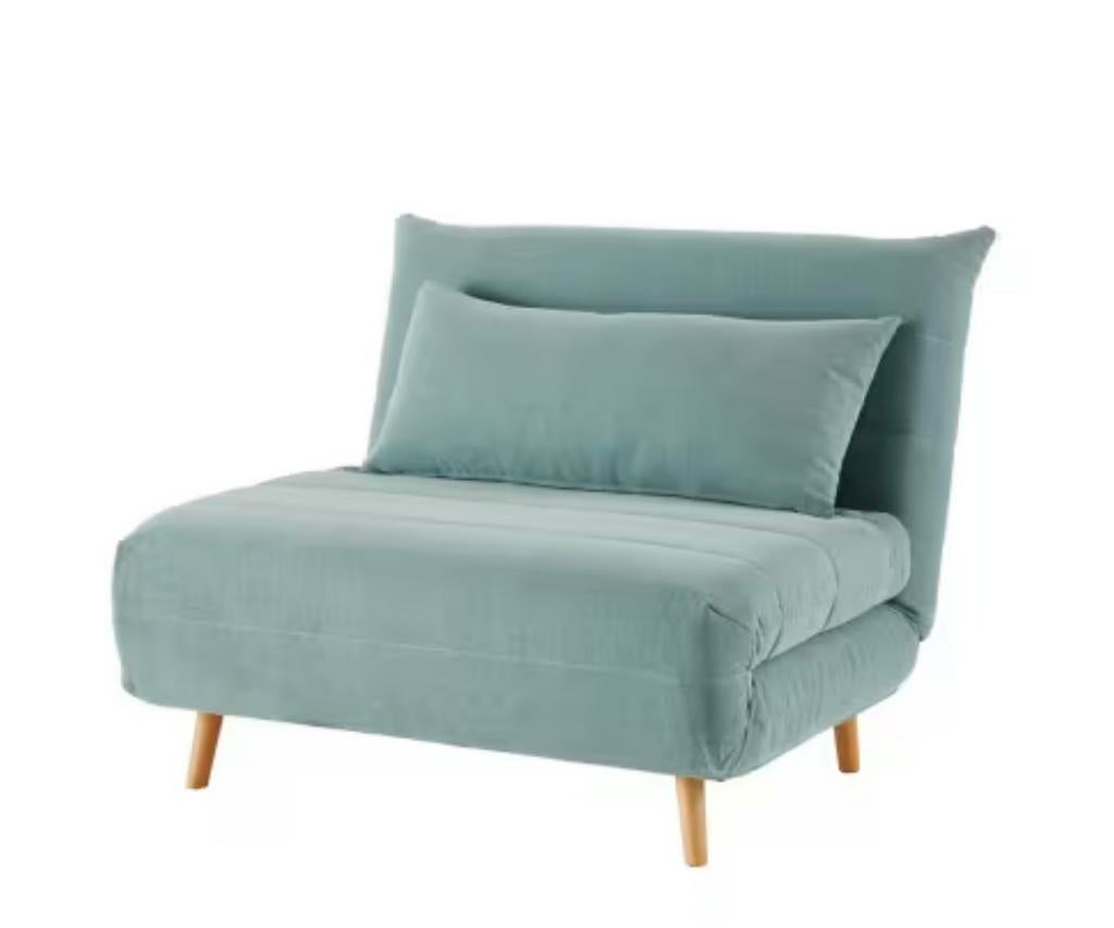 Mintgroene eenpersoons slaapbank, Ophalen of Verzenden, Zo goed als nieuw, Eenpersoons