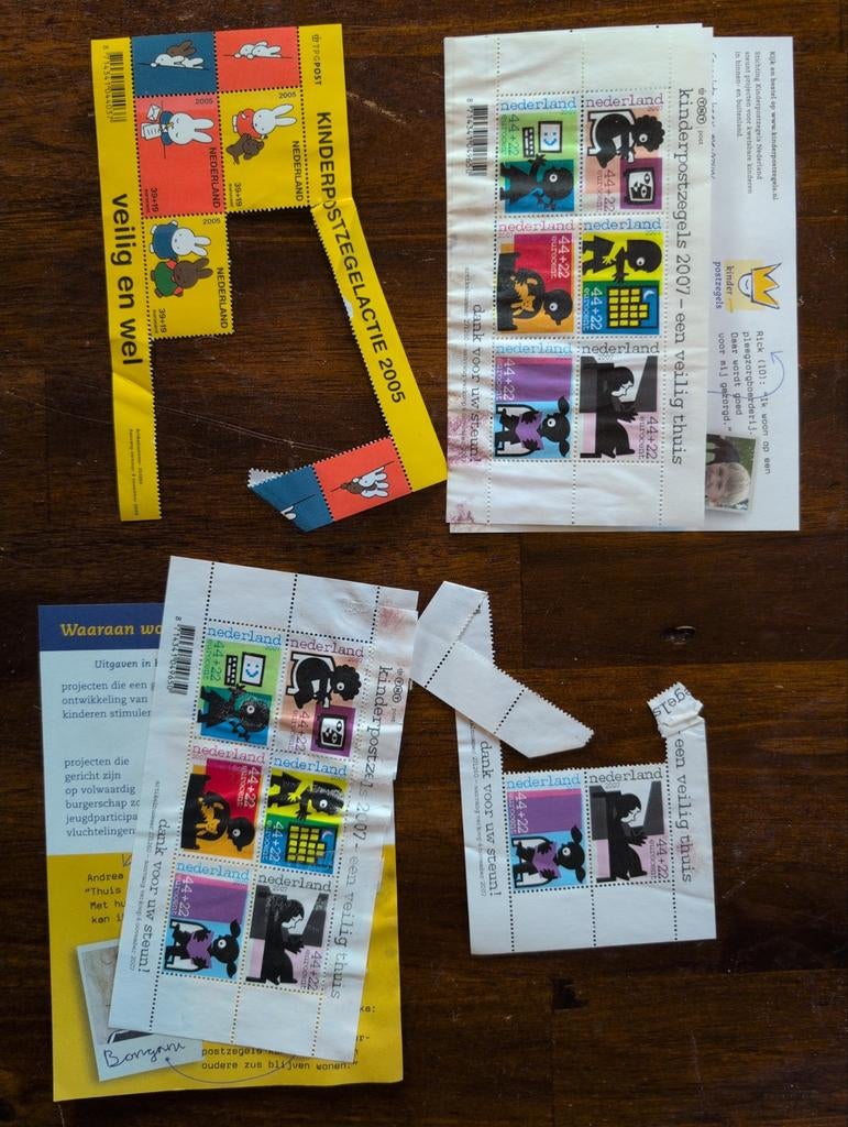 Kinderpostzegels 2005/2007 + wat normale oude postzegels, Ophalen of Verzenden