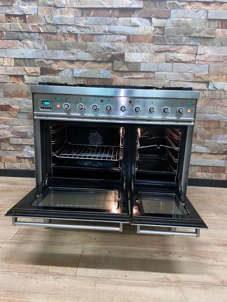 Nette Boretti 5 pits RVS met dubbele oven 90 cm, Gebruikt, Fornello Esperta, Ophalen of Verzenden, Energieklasse A of zuiniger