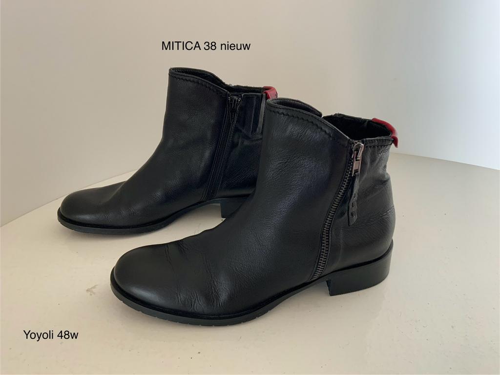 48W) Mítica 38 zwarte enkellaarzen met rits, Zwart, Lage of Enkellaarzen, Ophalen of Verzenden, Zo goed als nieuw