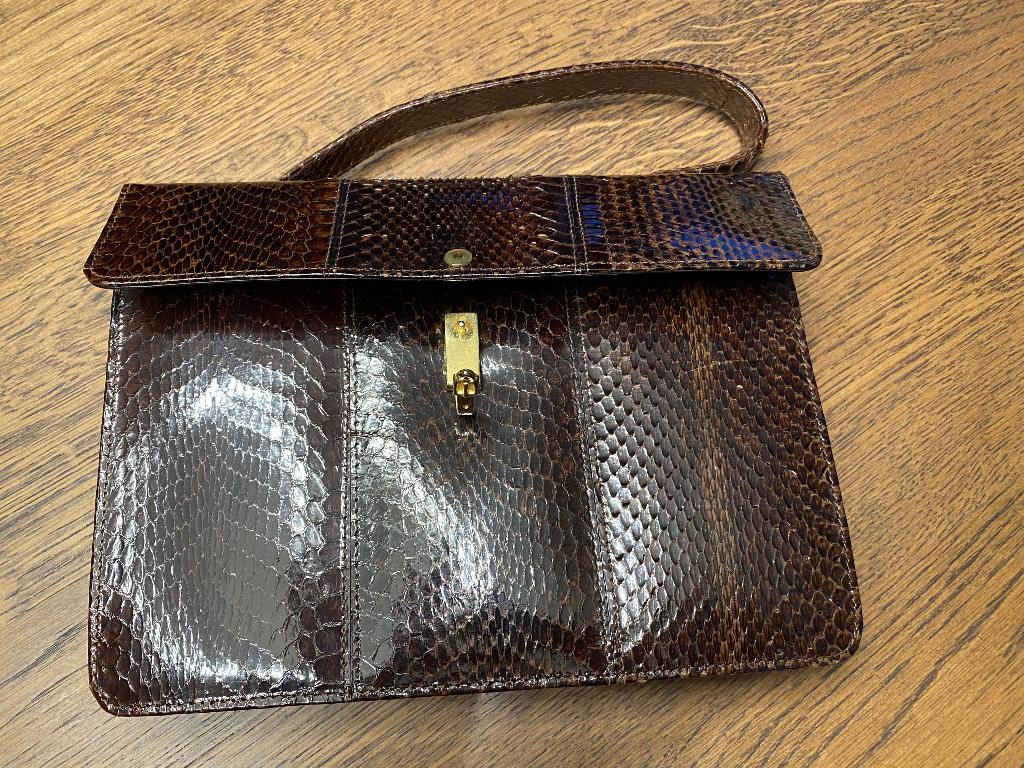 vintage tas van bruin leer, Ophalen of Verzenden, Zo goed als nieuw, Bruin, Handtas